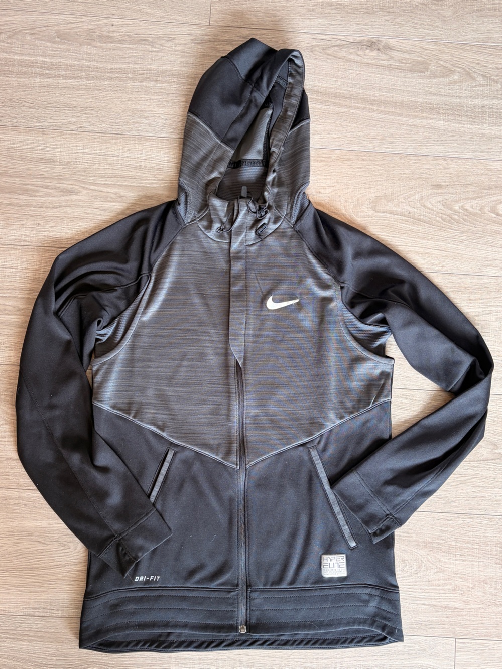 Nike Dri-FIT Hyper Elite Men's Full Zip Training Hoodie Black Grey S